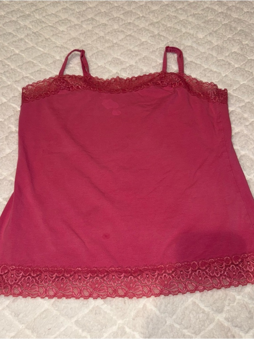 Ann Taylor Lace-Trim Camisole - Raspberry - Picture 2 of 5